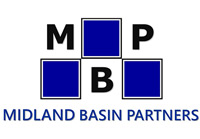 Midland Basin Partners logo with black MBP initials and blue squares on white